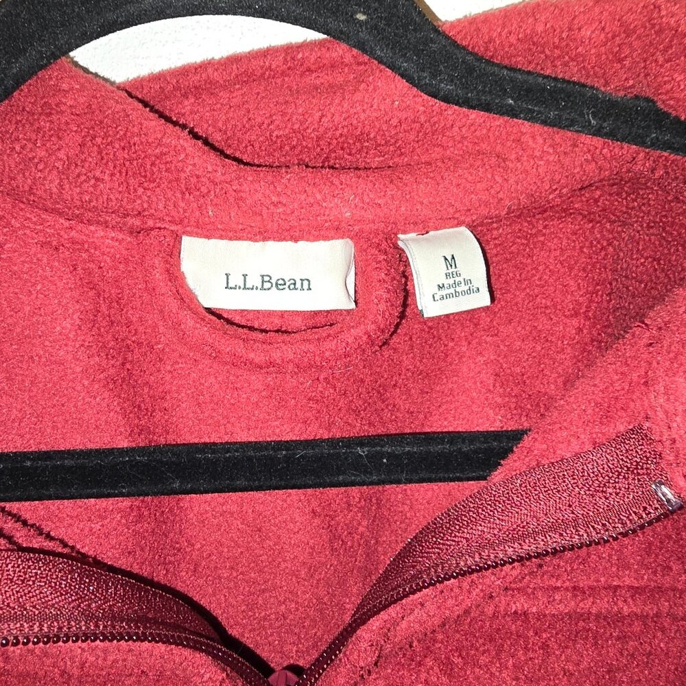 L.L.Bean Fleece Robe Red Size Medium - Picture 2 of 5